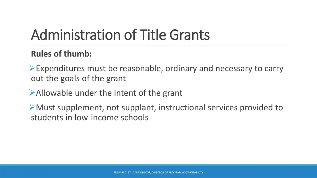 administration of title grants administration