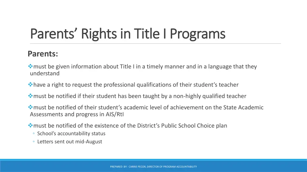 parents rights in title i programs parents rights