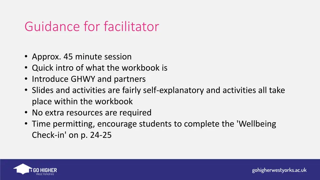 guidance for facilitator
