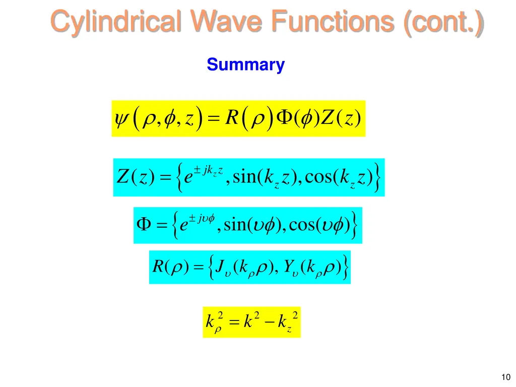 cylindrical wave functions cont 7
