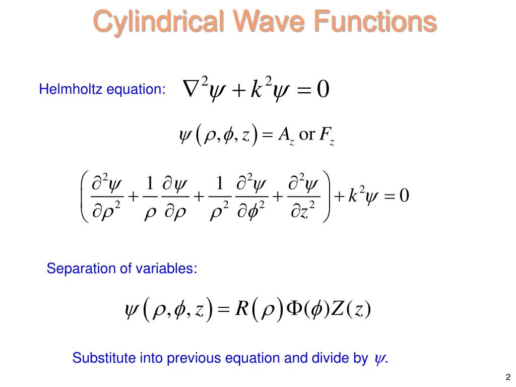 cylindrical wave functions