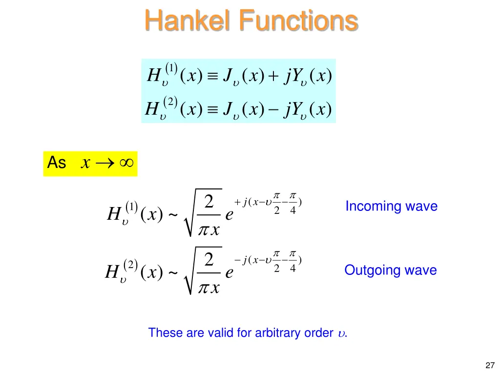hankel functions