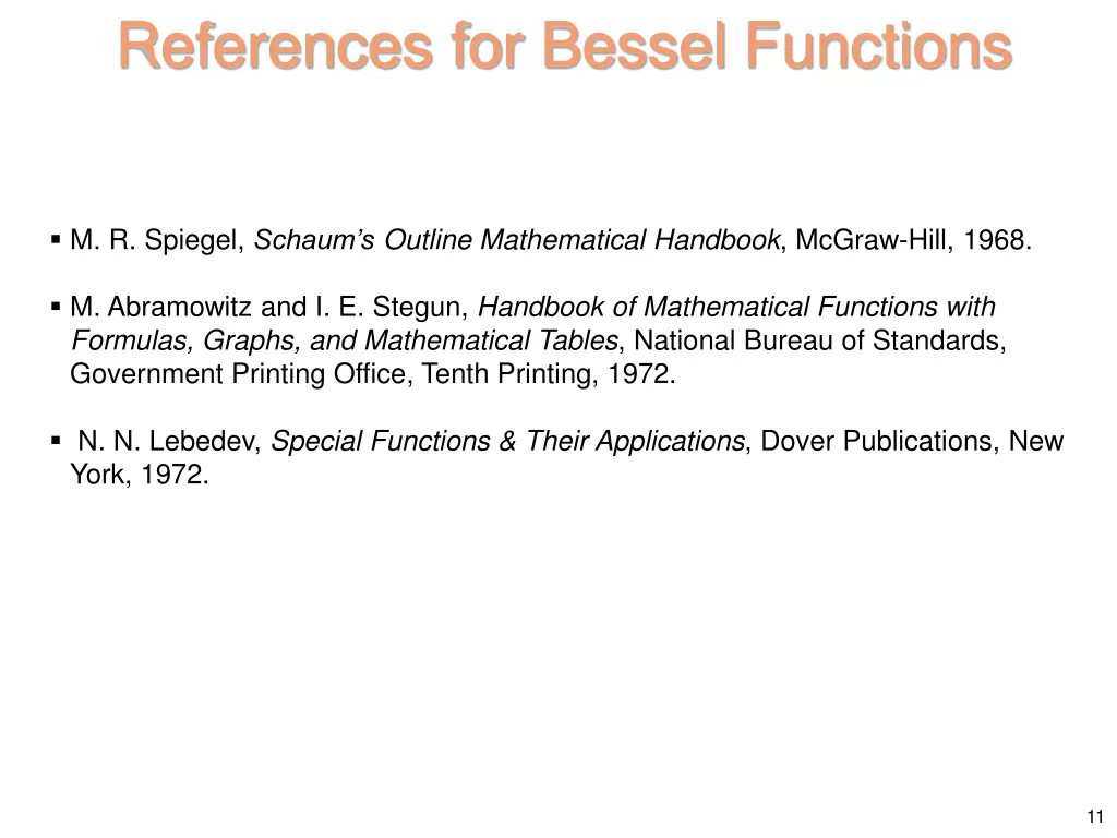 references for bessel functions