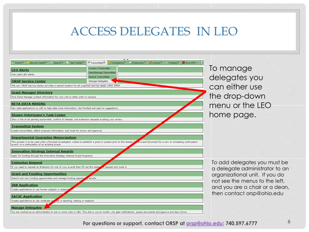 access delegates in leo