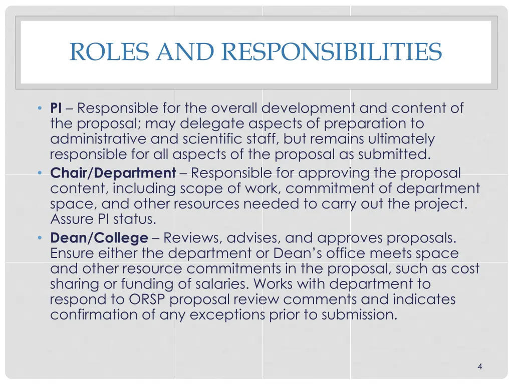 roles and responsibilities