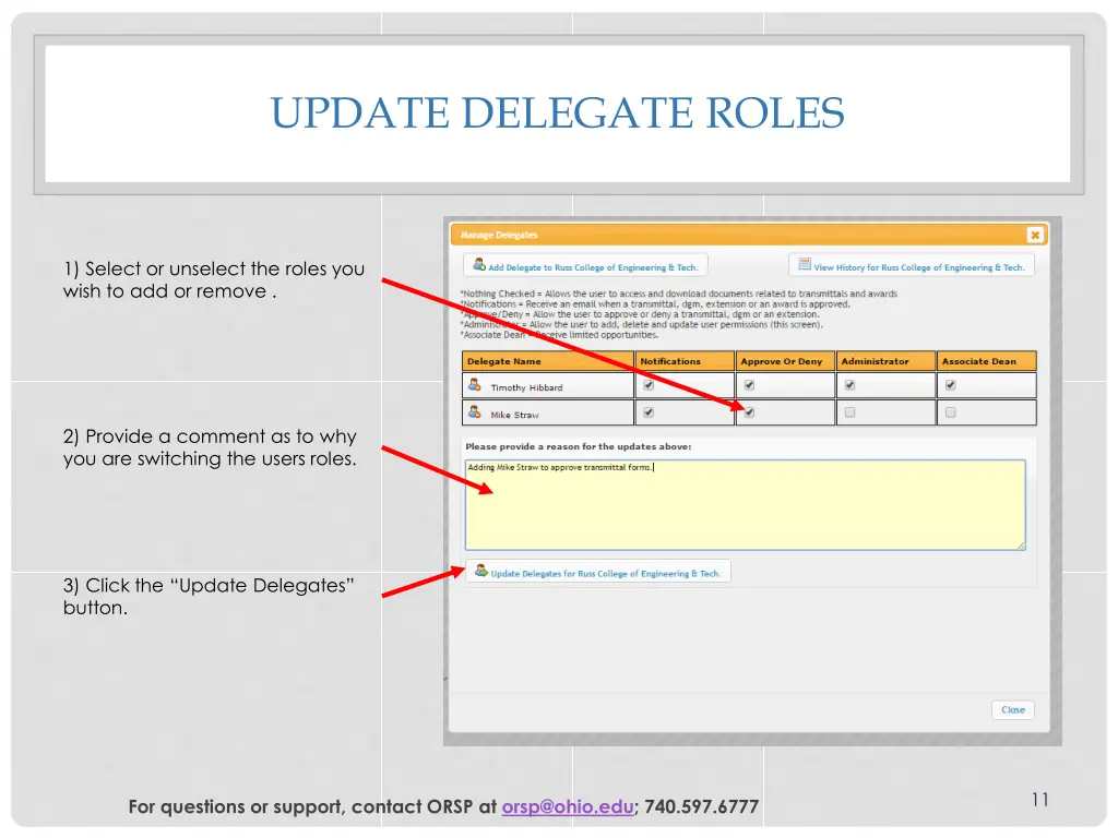 update delegate roles