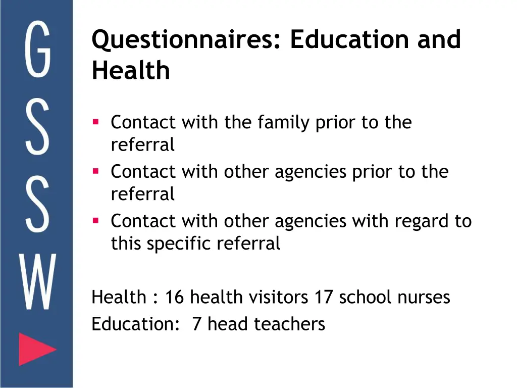 questionnaires education and health