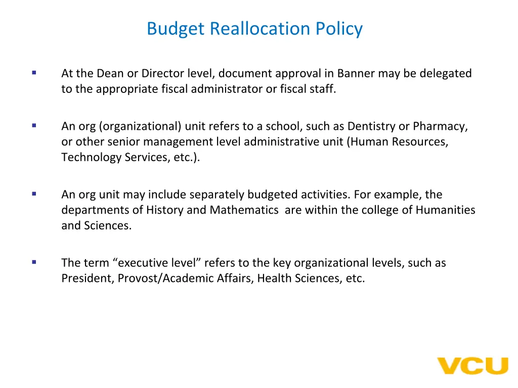 budget reallocation policy 1