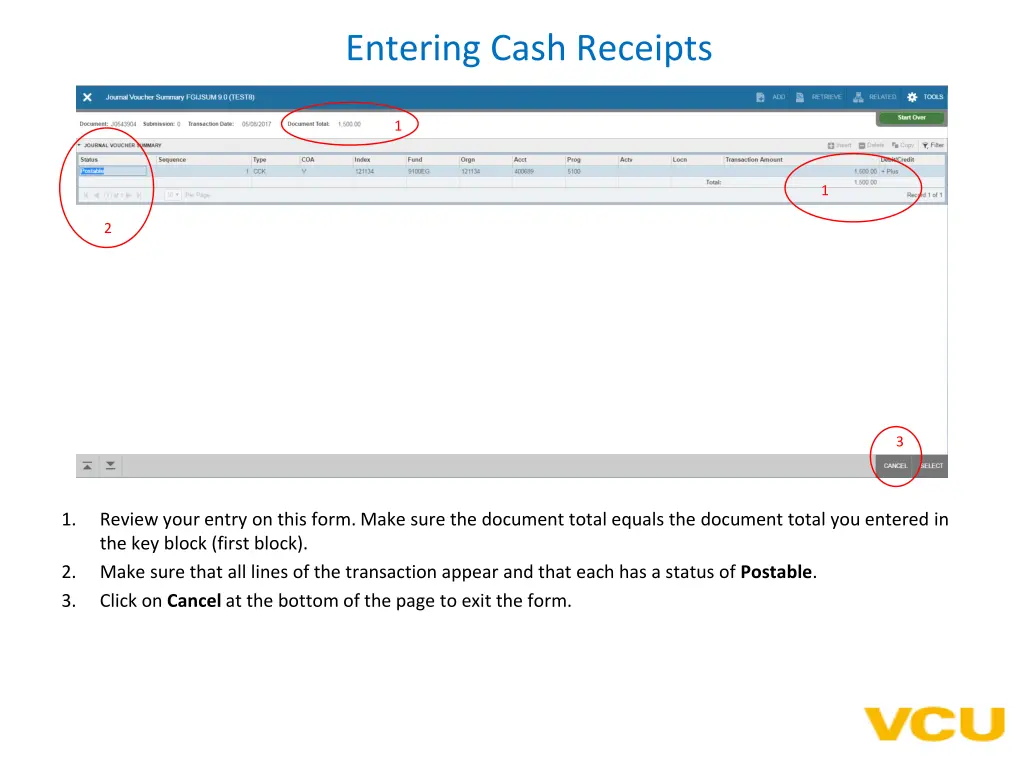 entering cash receipts 2