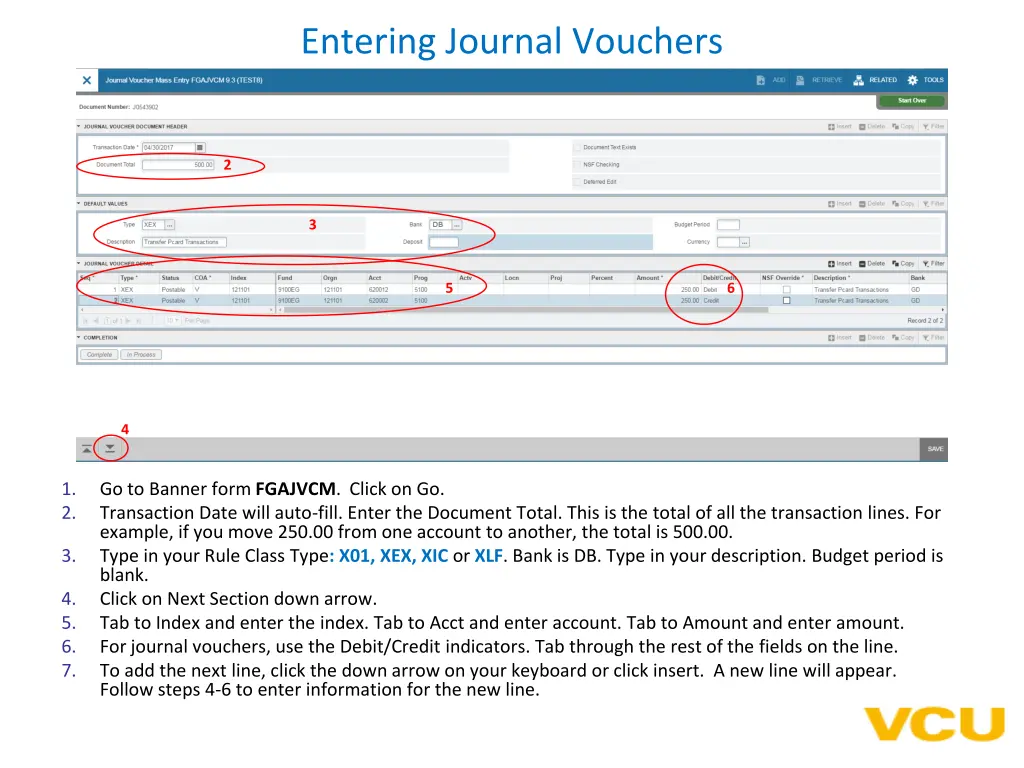 entering journal vouchers