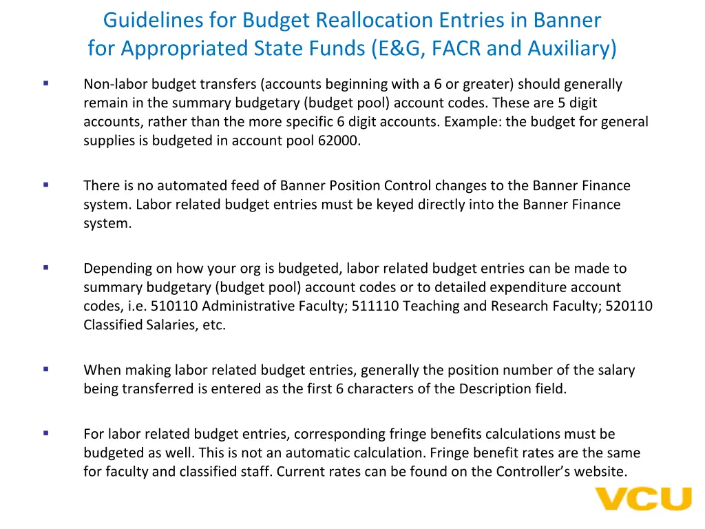 guidelines for budget reallocation entries