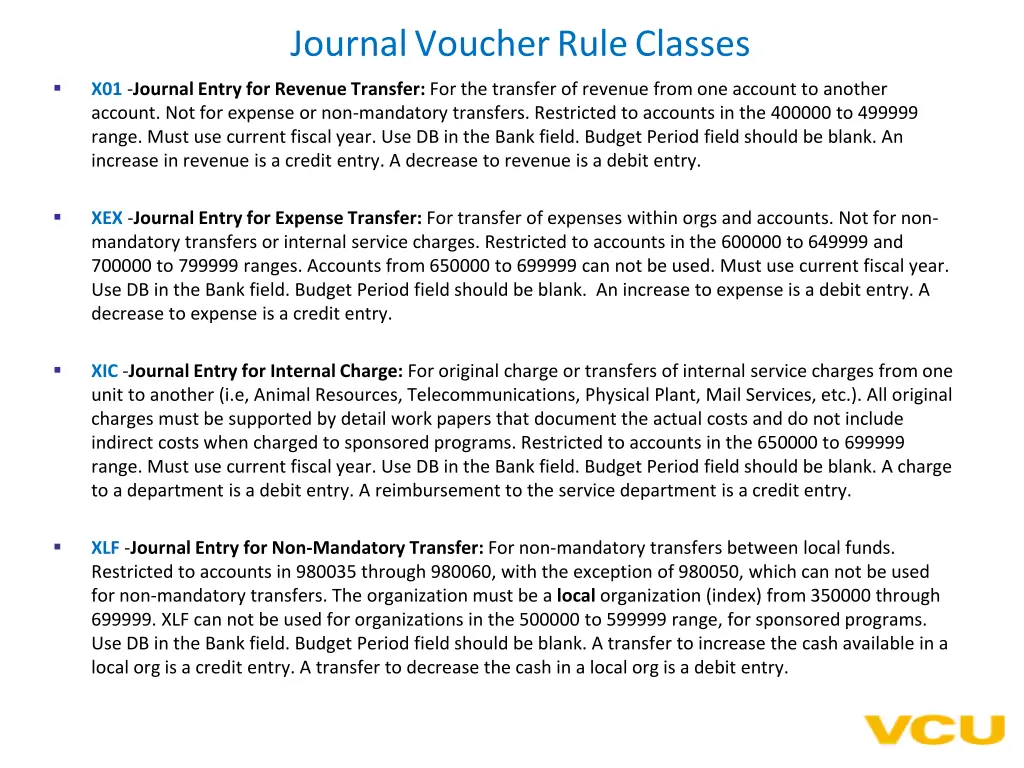 journal voucher rule classes