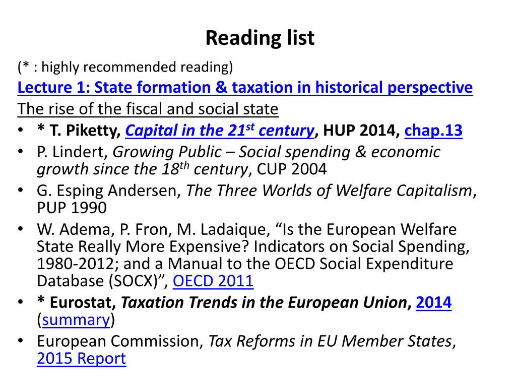 reading list