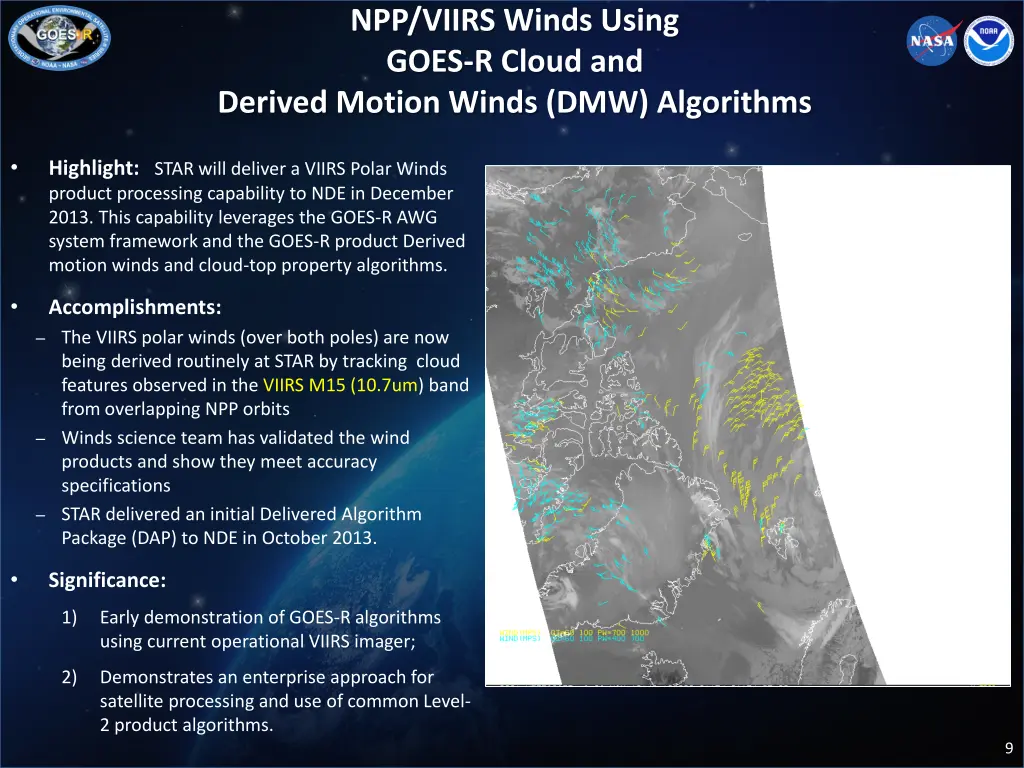npp viirs winds using goes r cloud and derived