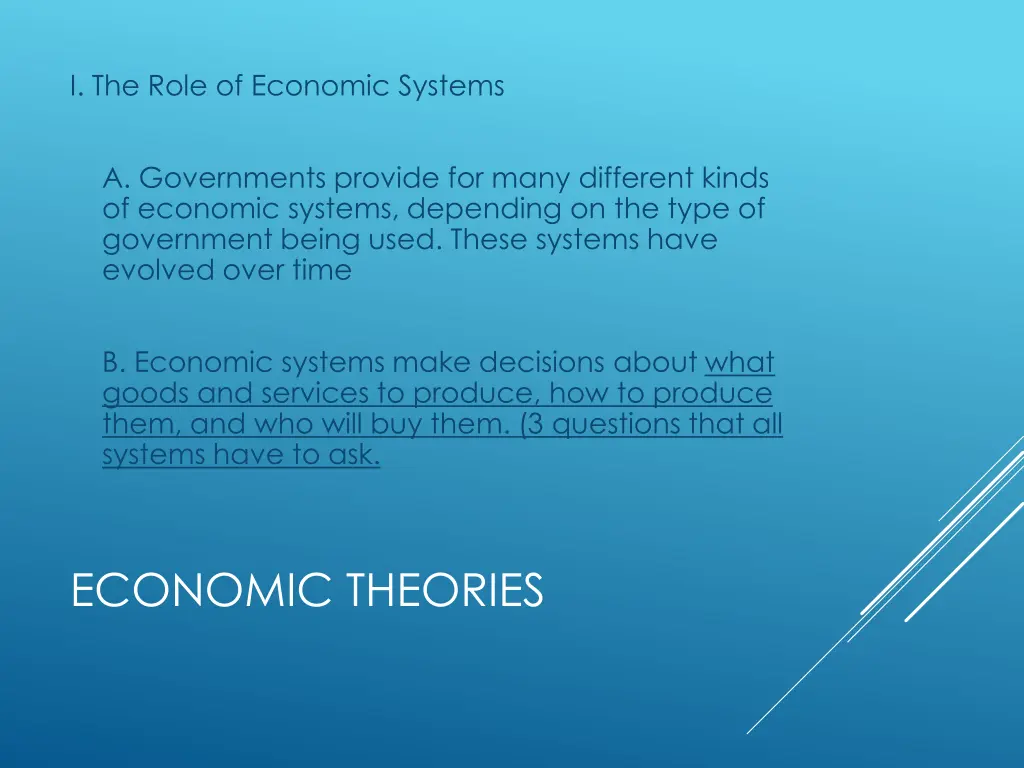 i the role of economic systems