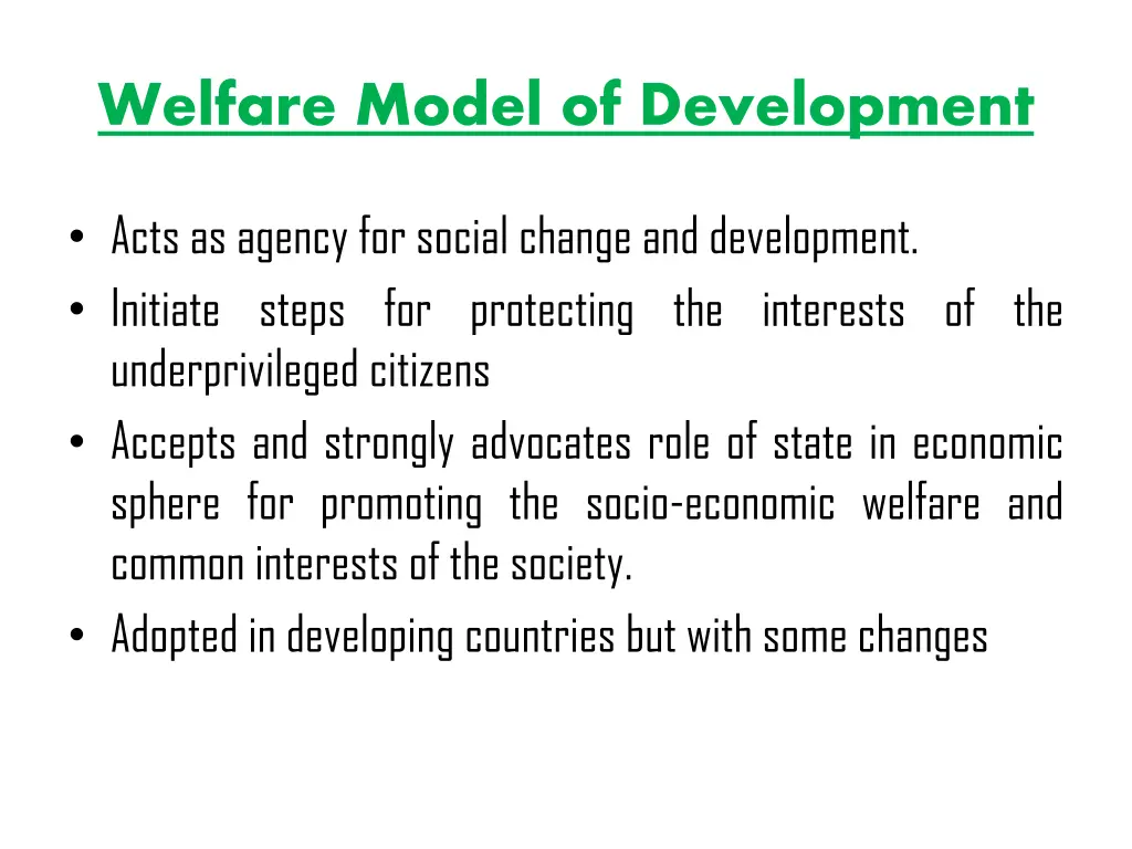 welfare model of development
