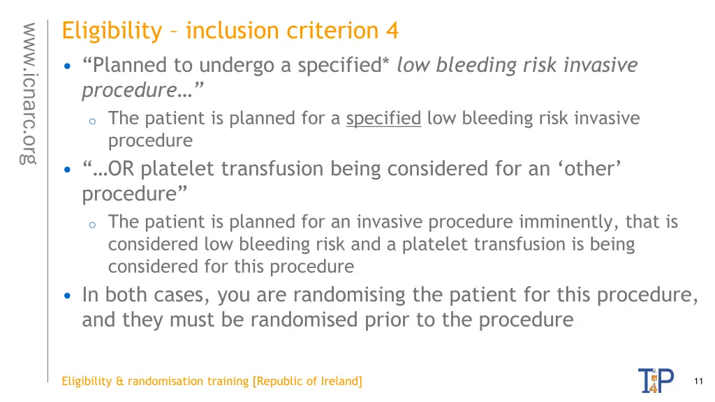 eligibility inclusion criterion 4 planned