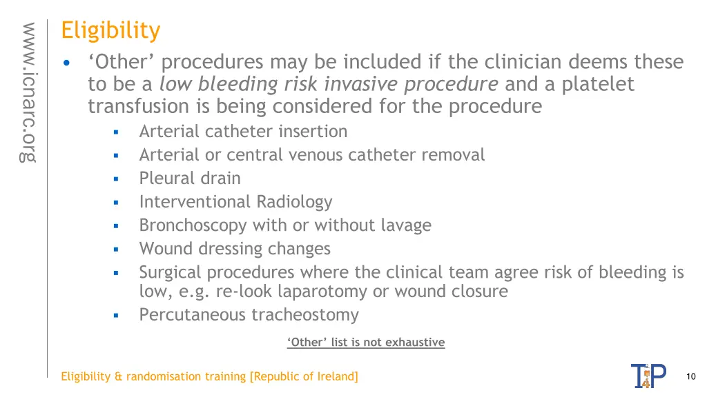 eligibility other procedures may be included