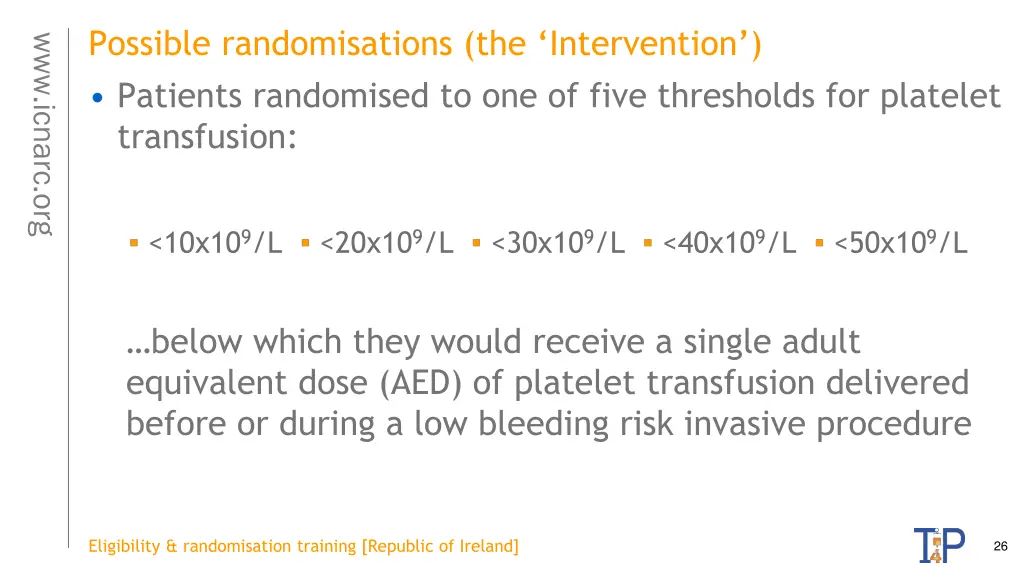 possible randomisations the intervention patients