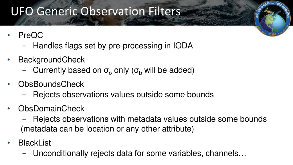 ufo generic observation filters