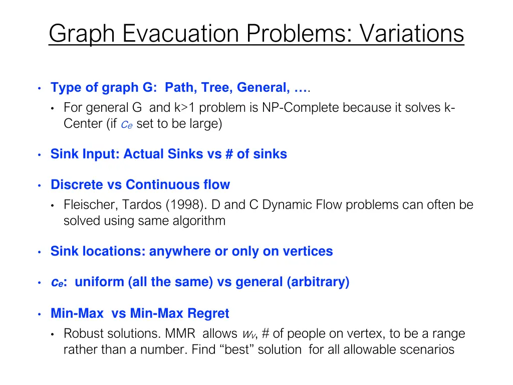 graph evacuation problems variations
