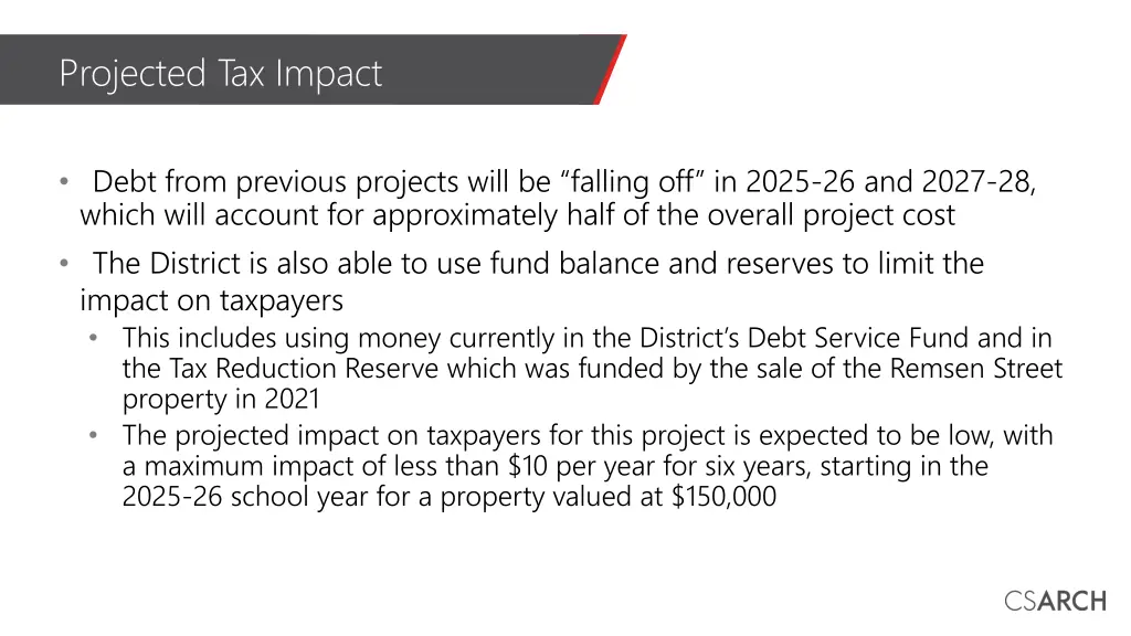 projected tax impact