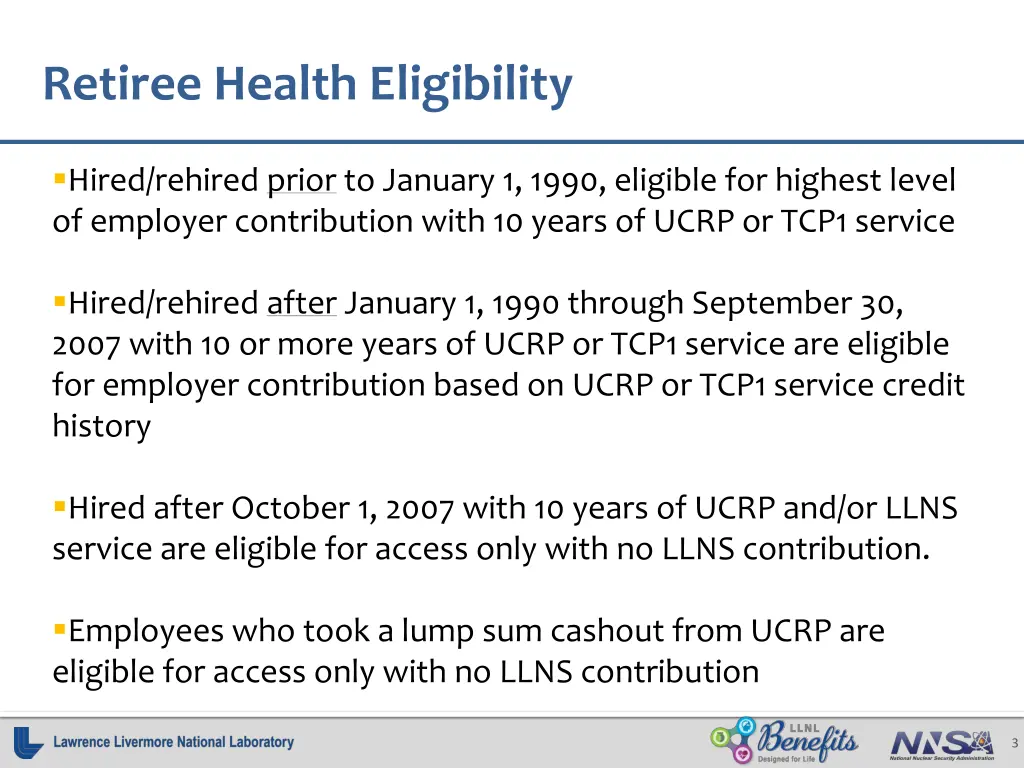 retiree health eligibility