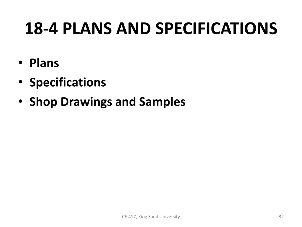 18 4 plans and specifications