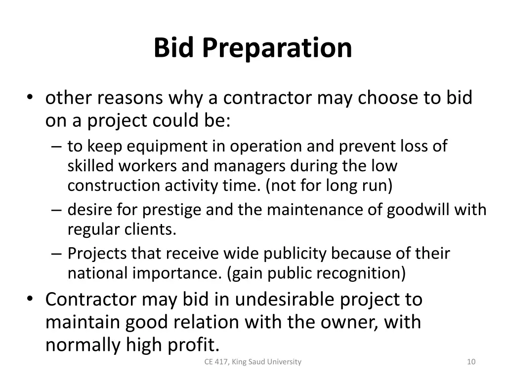 bid preparation 1