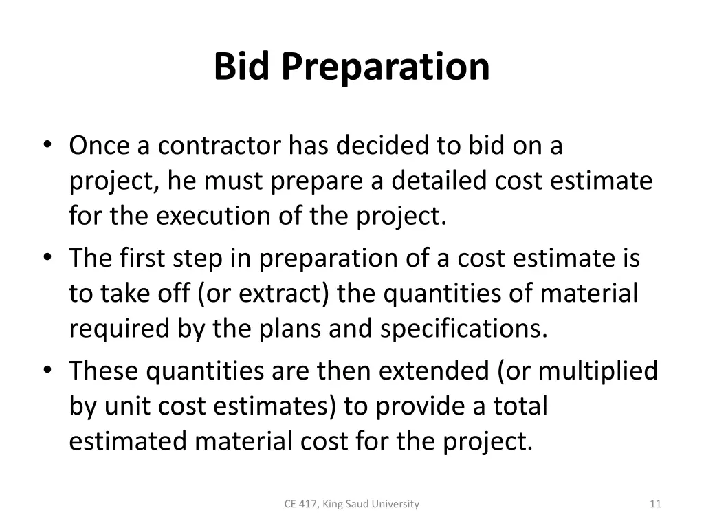 bid preparation 2