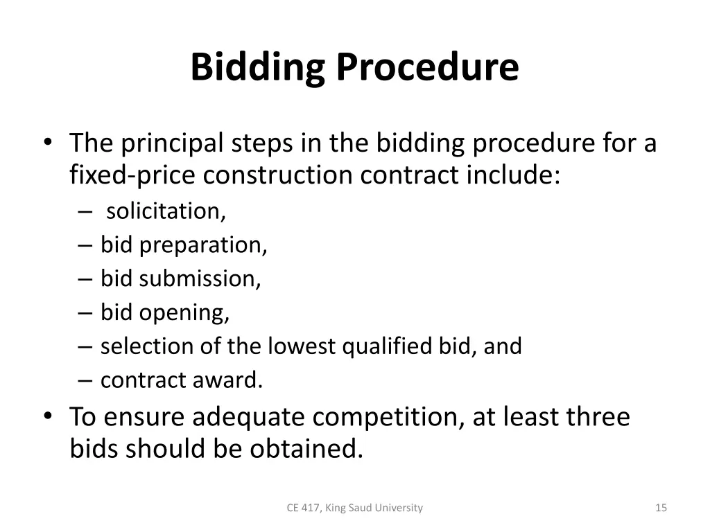 bidding procedure