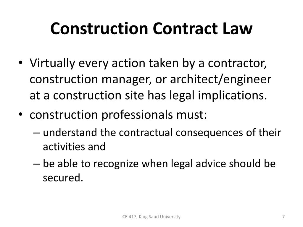construction contract law 1