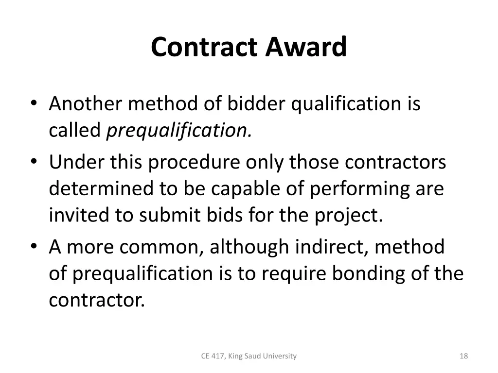 contract award