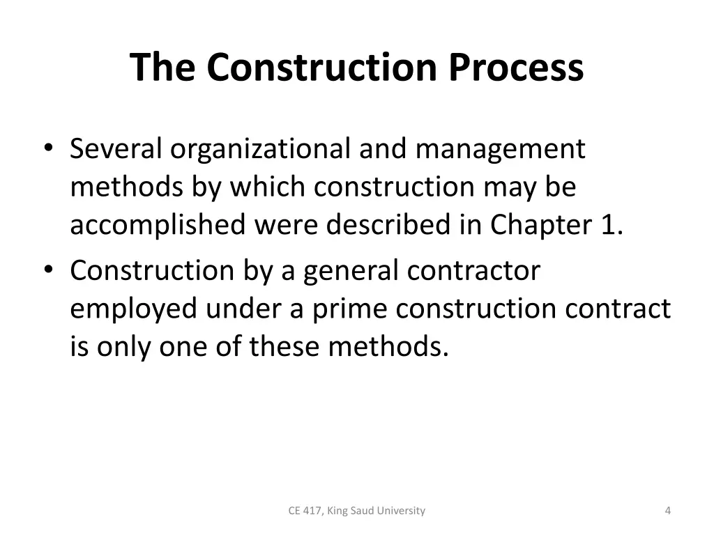 the construction process