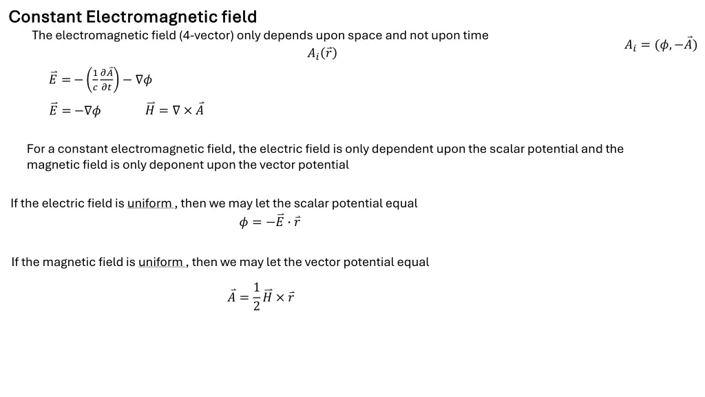 constant electromagnetic field constant