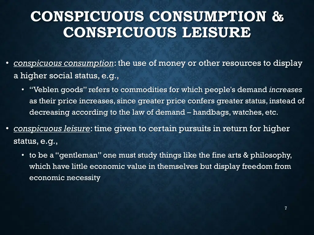 conspicuous consumption conspicuous leisure