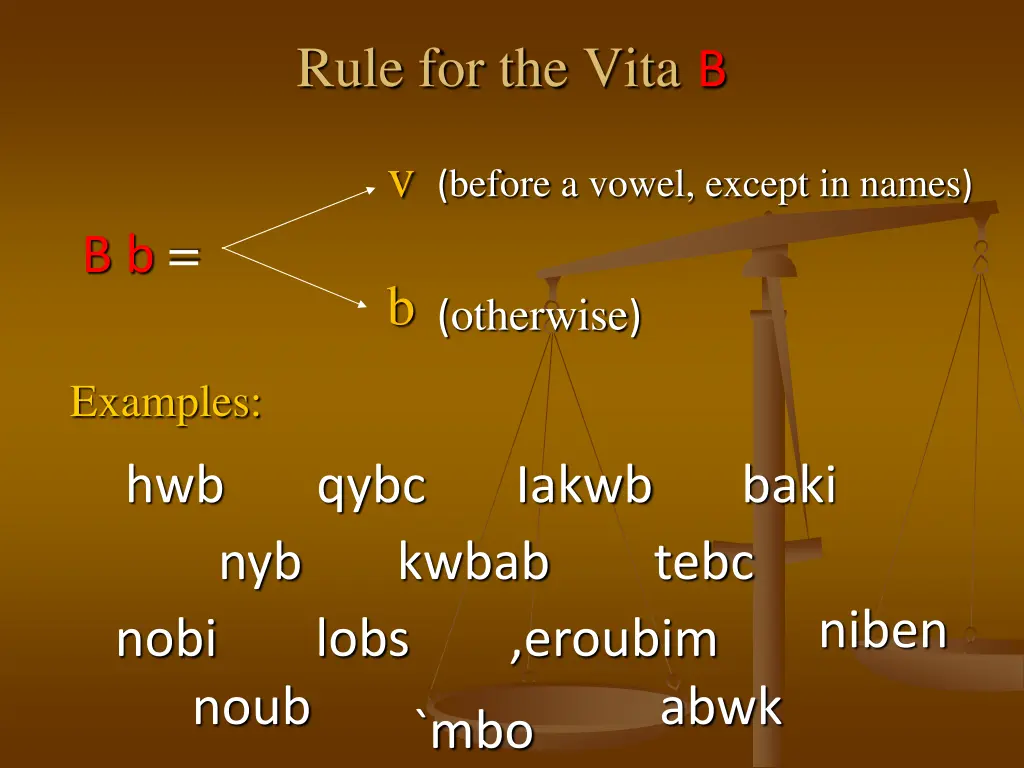 rule for the vita b