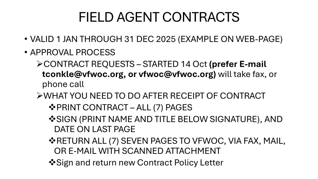 field agent contracts