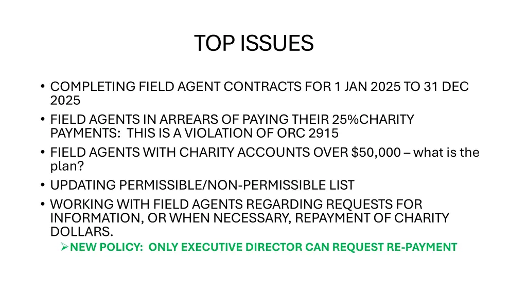 top issues