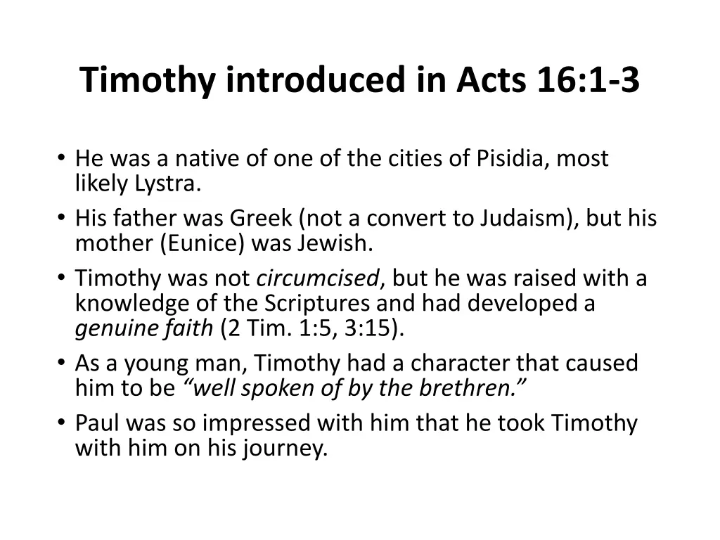 timothy introduced in acts 16 1 3