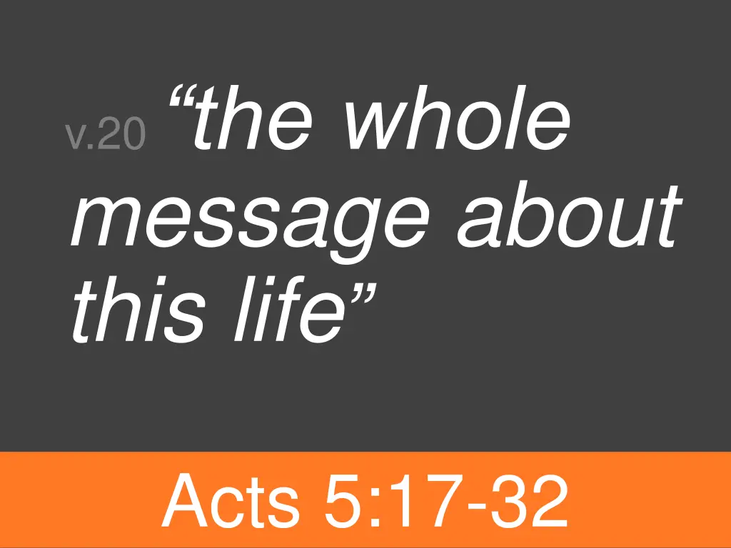 v 20 the whole message about this life 1