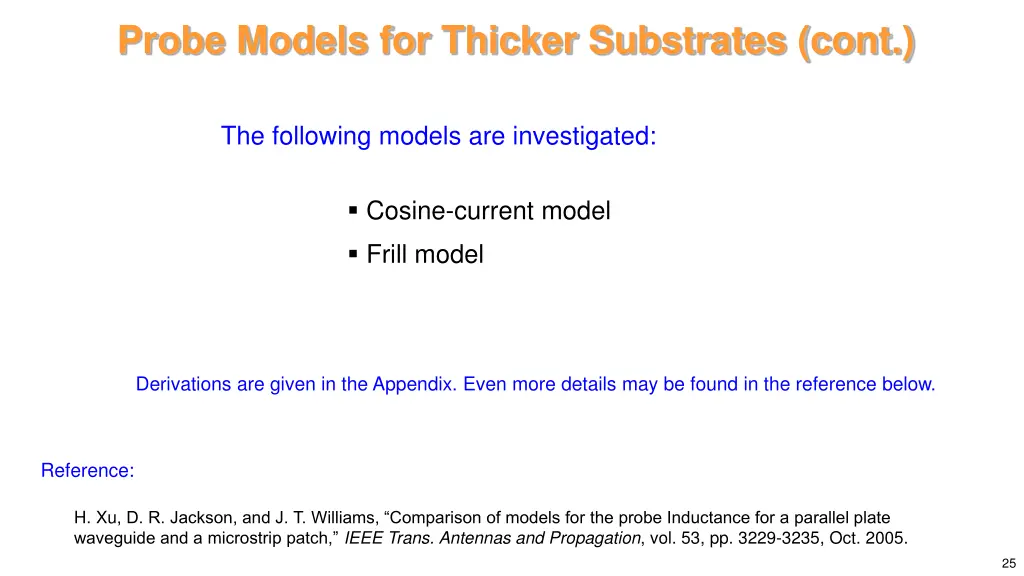 probe models for thicker substrates cont