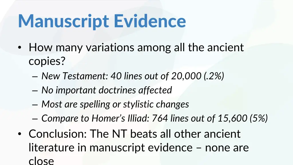 manuscript evidence