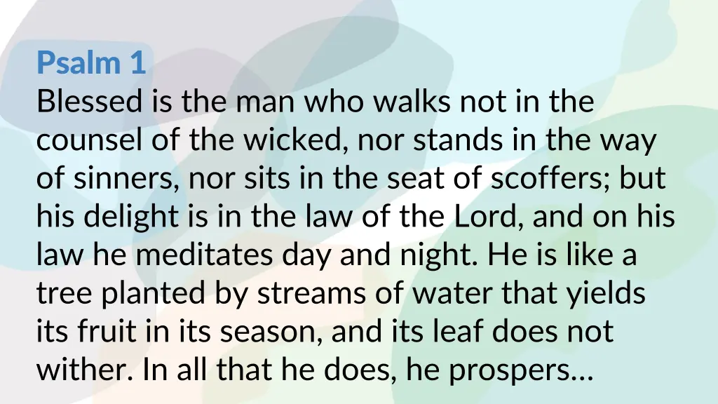 psalm 1 blessed is the man who walks