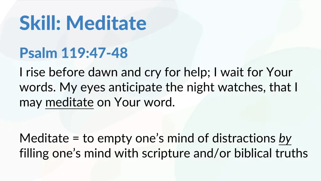 skill meditate