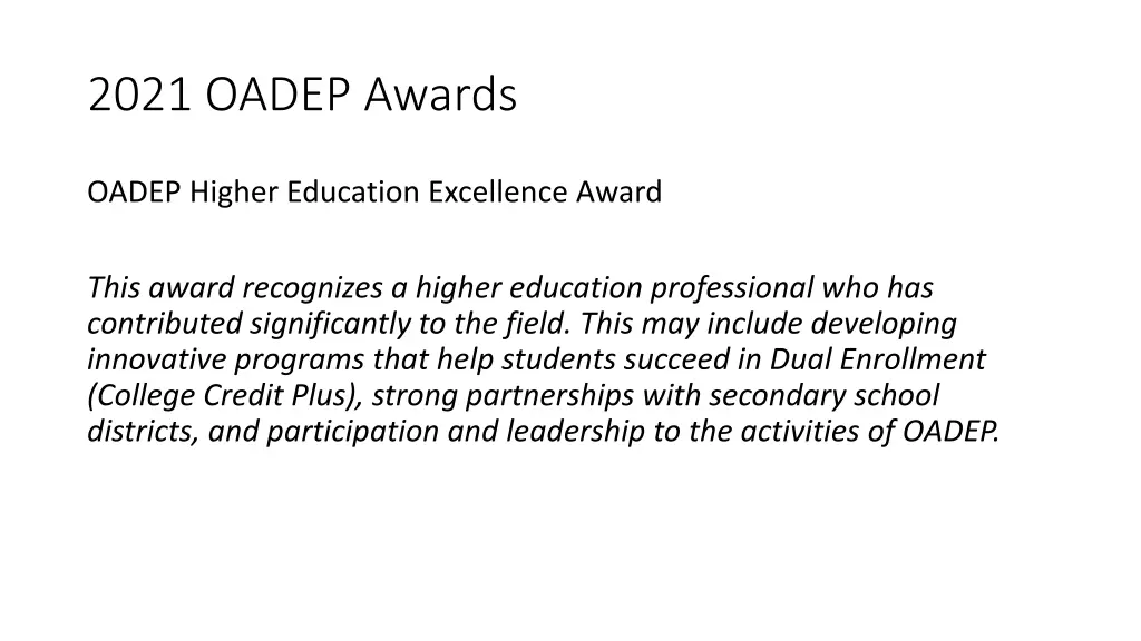 2021 oadep awards