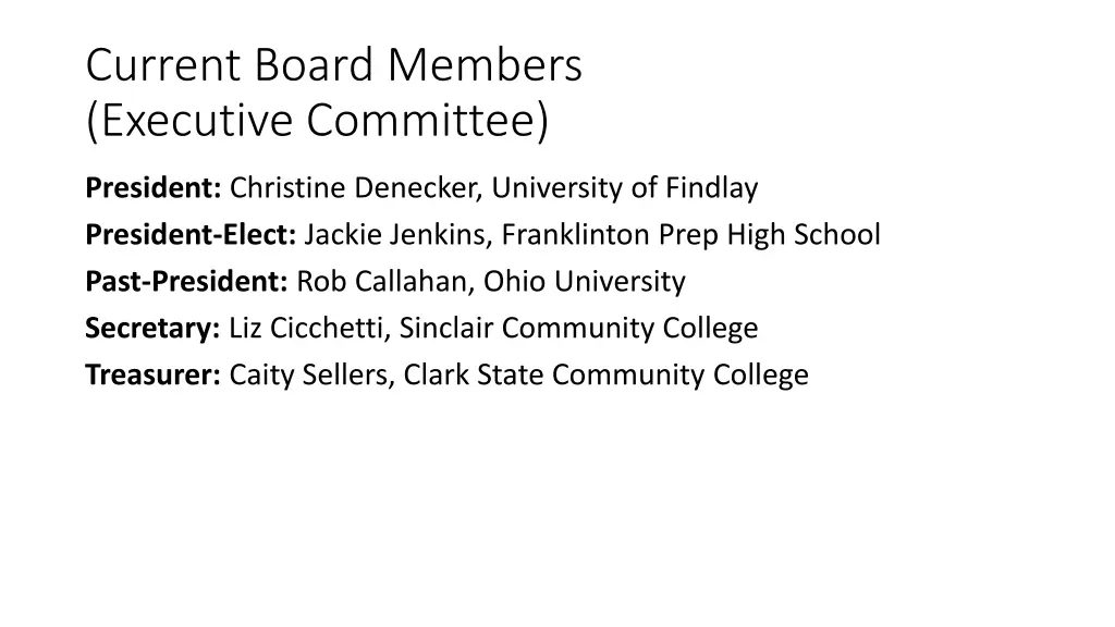 current board members executive committee