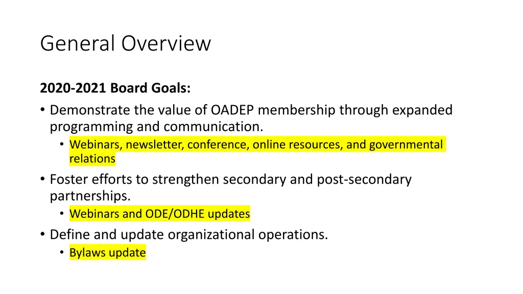 general overview