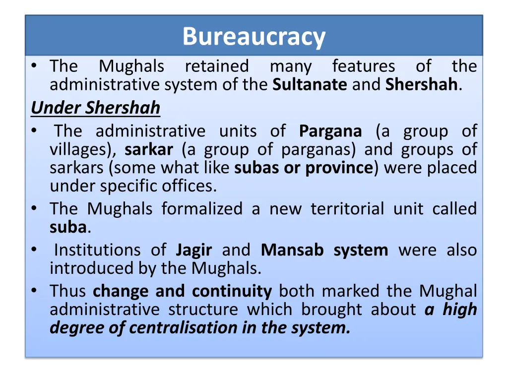 bureaucracy retained