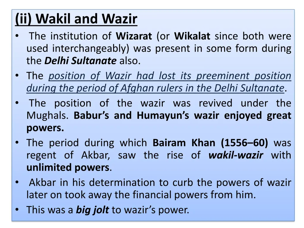 ii wakil and wazir the institution of wizarat